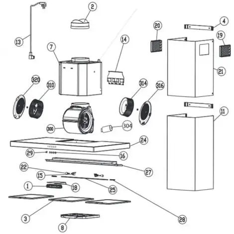 CHEMINEE PARTIE SUPERIEUR IKOS POUR HOTTE ROBLIN - 133.0257.313 1 CHEMINEE PARTIE SUPERIEUR IKOS POUR HOTTE ROBLIN - 133.0257.313